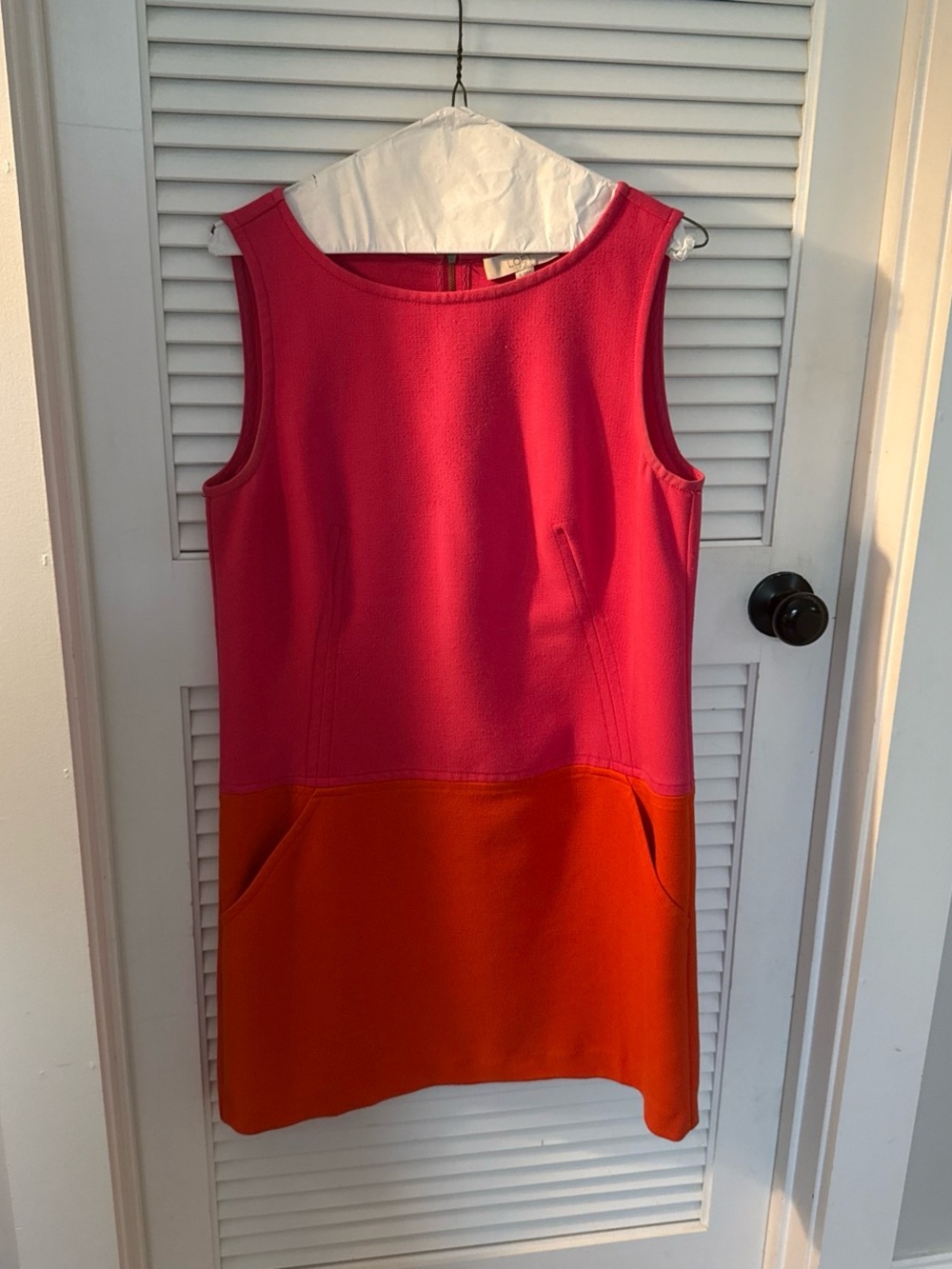LOFT Colorblock Sleeveless Dress in Pink and Orange